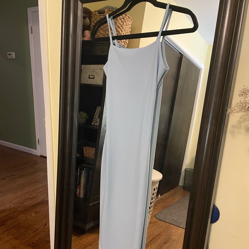 Maxi baby blue body con dress